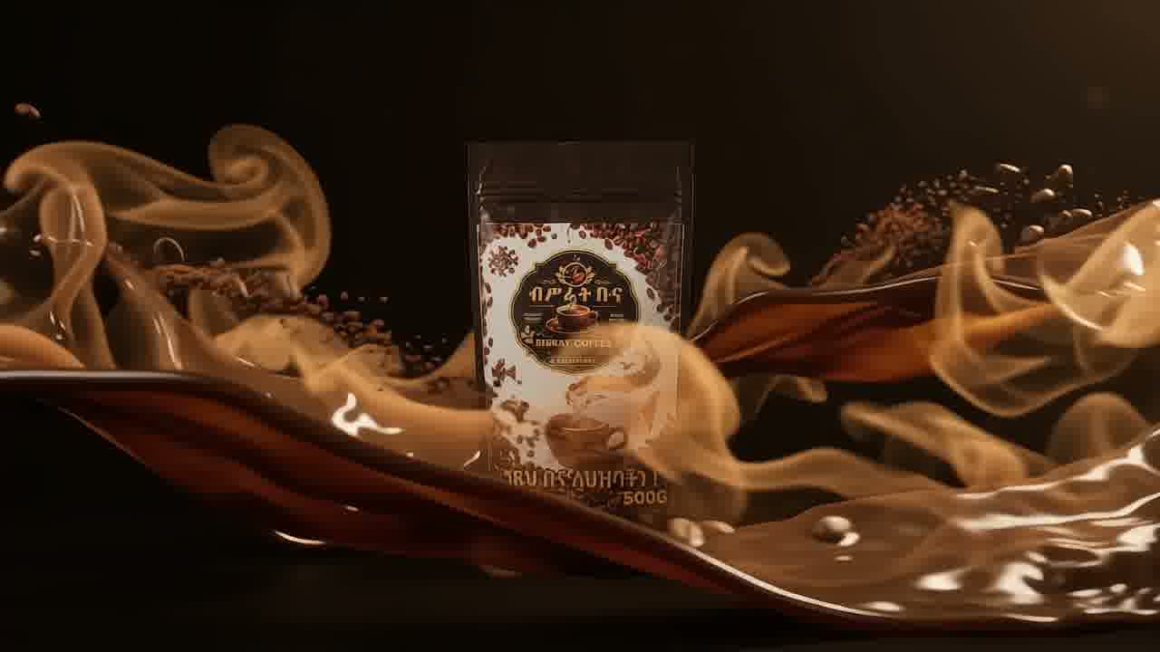 Steam and a ribbon of coffee swirling around the bag